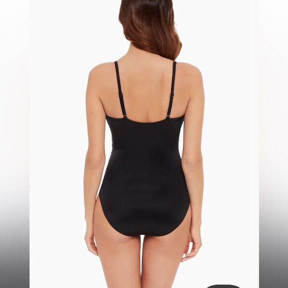 Nwt MagicSuit Isabel One Piece Black Ruffle Beaded Ruched Swimsuit - Picture 2 of 9